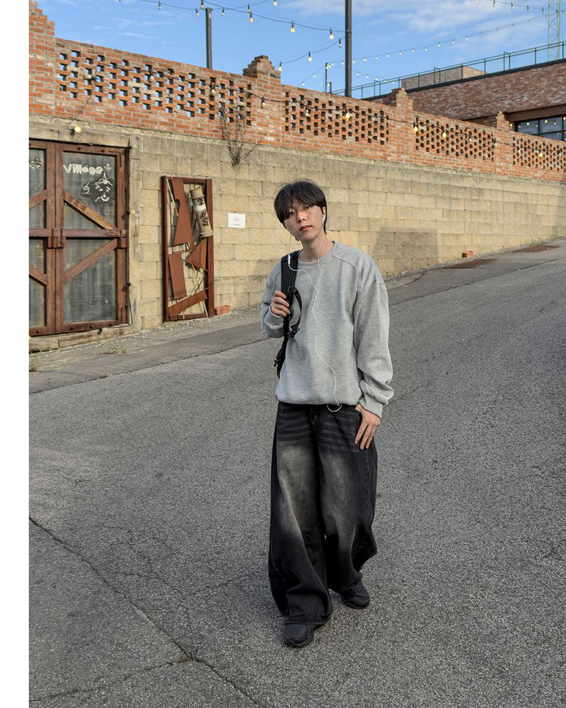 Mech side tuck wide denim pants