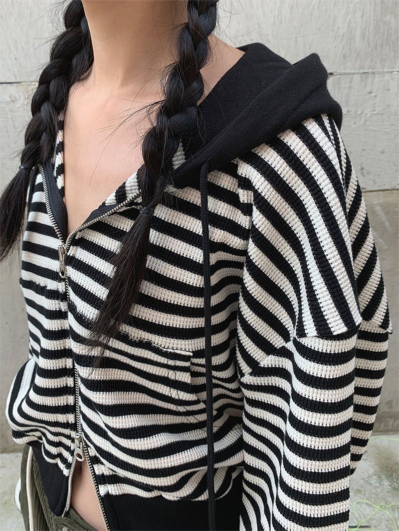 2WAY STRIPE HOODIE ZIP-UP (2COLOR)