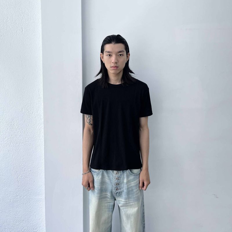 FADE MEET（フェードミート）の「Structured Seam Rib Tee（Tops）」