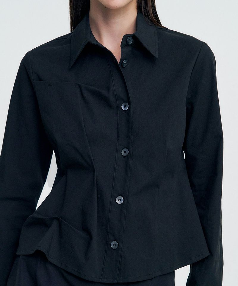DOZI - Pinched Unbalance shirt _ BLACK