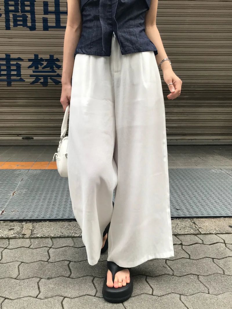 Mille Back Banding Wide Pintuck Long Pants
