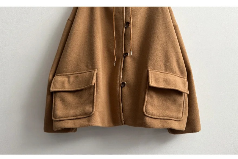 Heel double wool royal boxy pocket hooded coat 