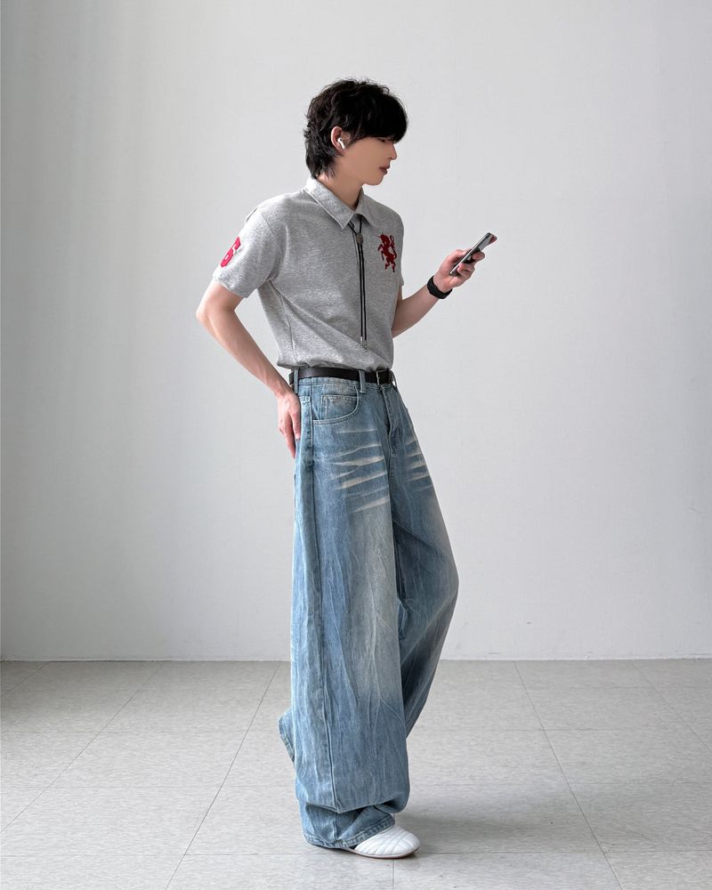 Visor Wrinkle Wide Denim