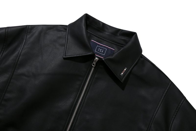 VEGAN LEATHER SINGLE JACKET_BLACK