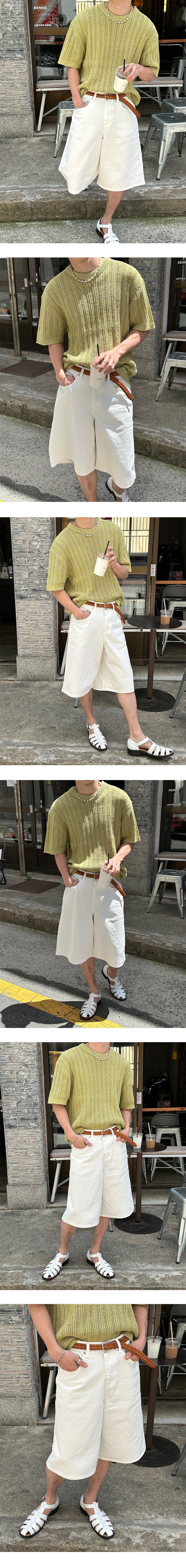 [S/S] White cotton bermuda pants