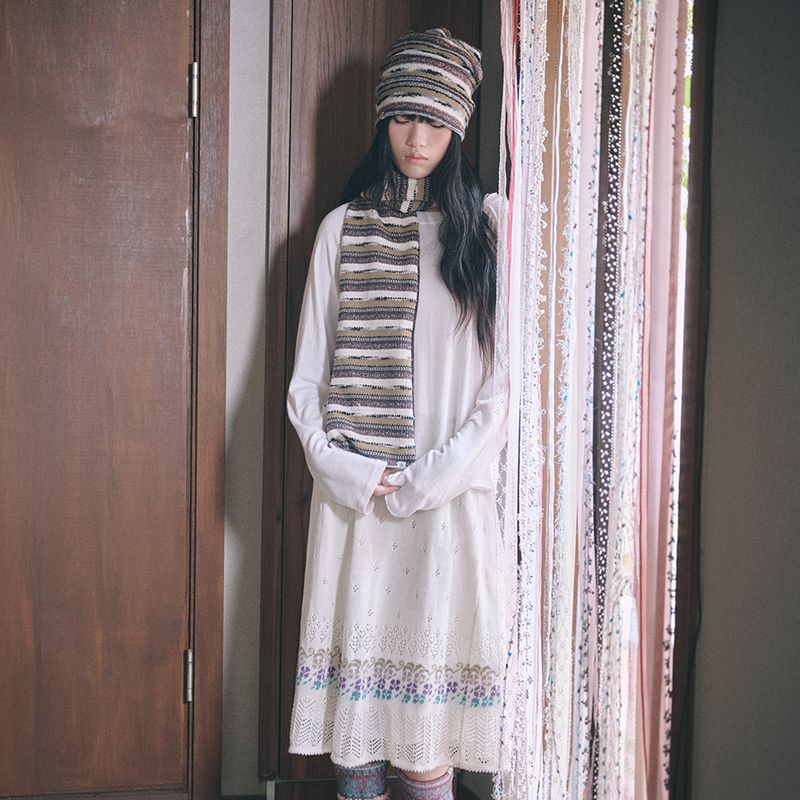 boho stripe muffler brown