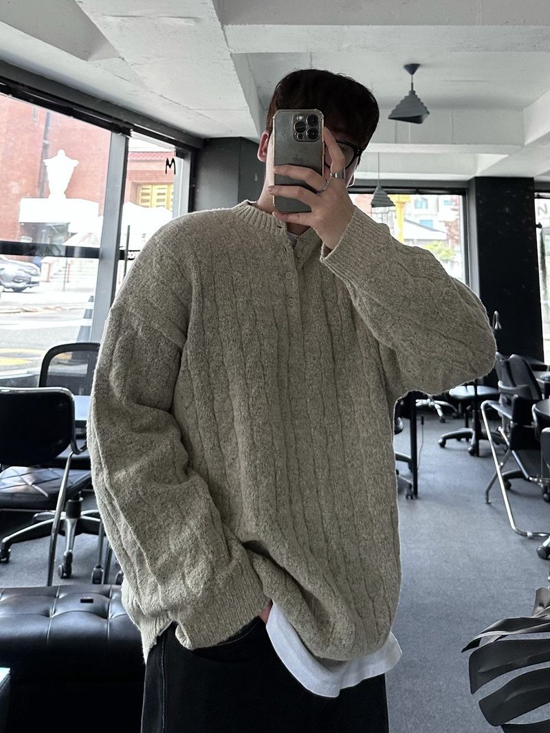 noi round button knit