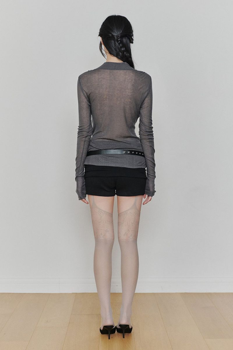 LILY COWL RIBBON TOP charcoal