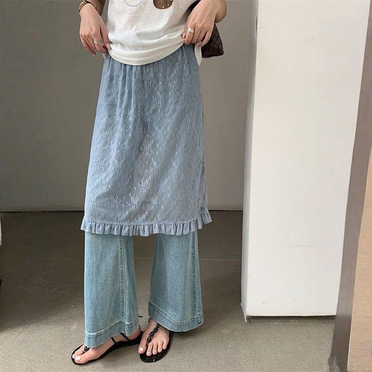 Lace Mesh High Waist Midi Skirt