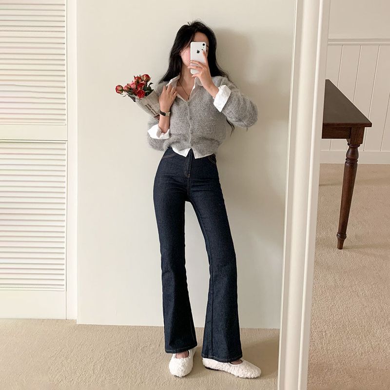 [BELLIDE MADE / 2 lengths] Color change X, non-fade boot cut denim pants