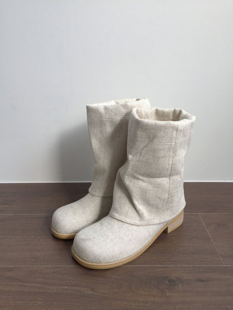 Chunky linen boots (1color)
