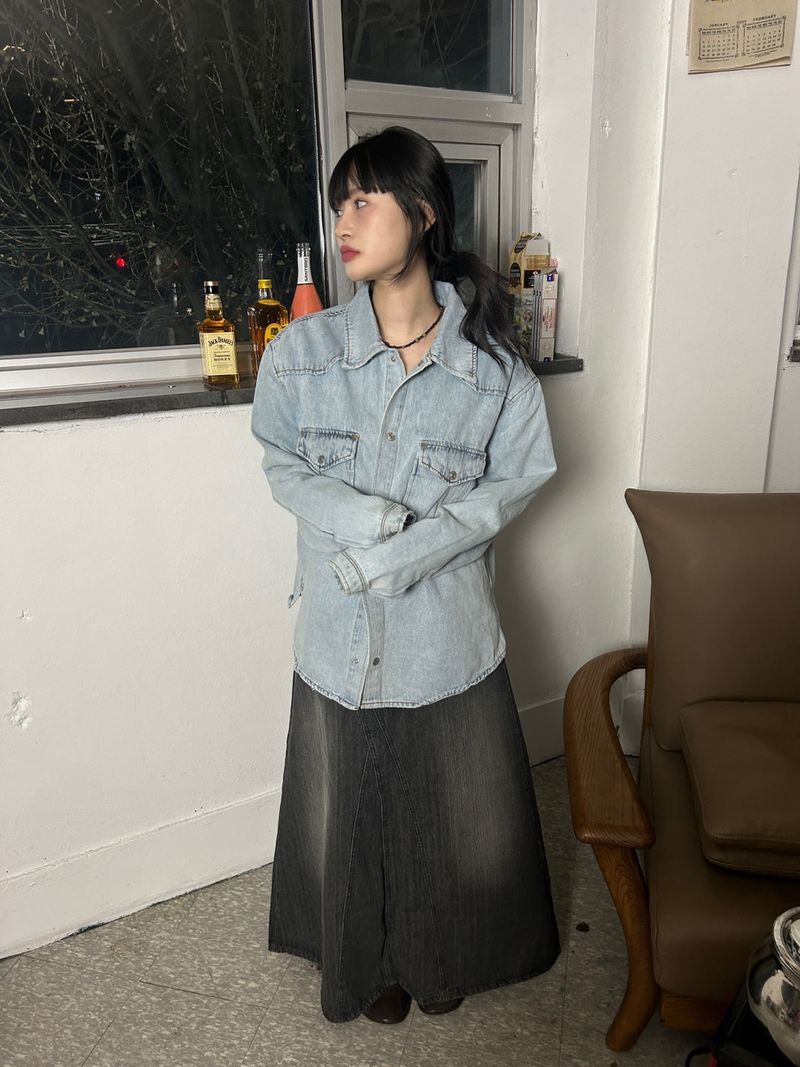 (2colors) vt washing west denim sh jacket