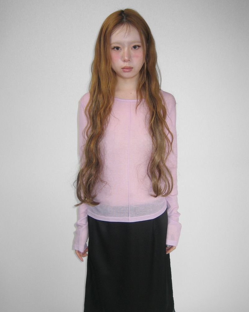 NUPHLO(ニューフロー)の「SHEER CENTERLINE TENCEL T-SHIRT(Tops)」