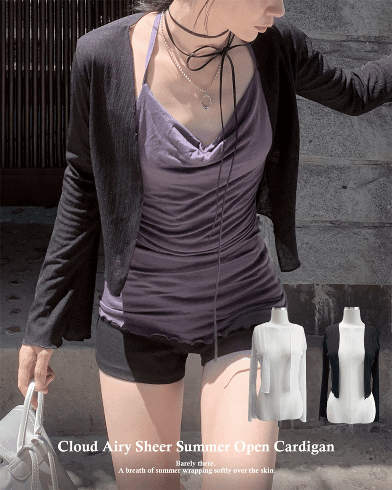 GUSTA（グスタ）の「Cloud Airy See-through Summer Open Long Sleeve Cardigan (2 colors)（Tops）」