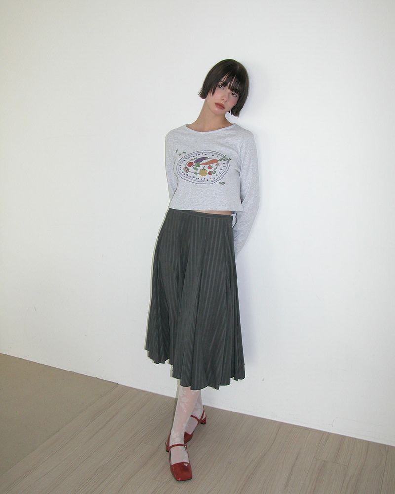 Veggie Crop L/S, Gray