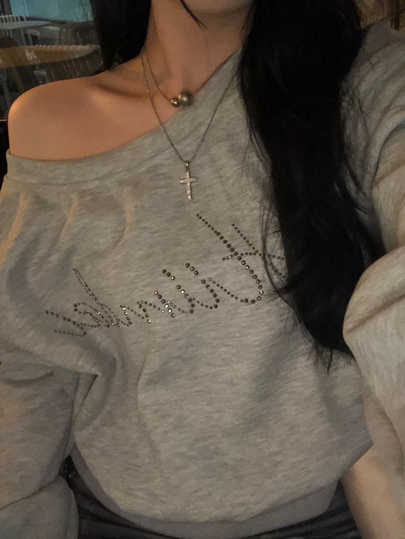 Gray Cubic Crop Sweatshirt