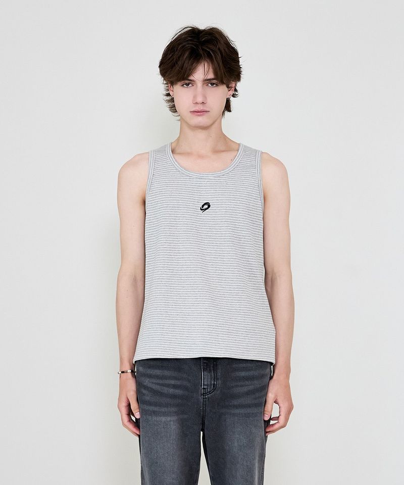 flow cotton ribbed sleeveless grey stripe