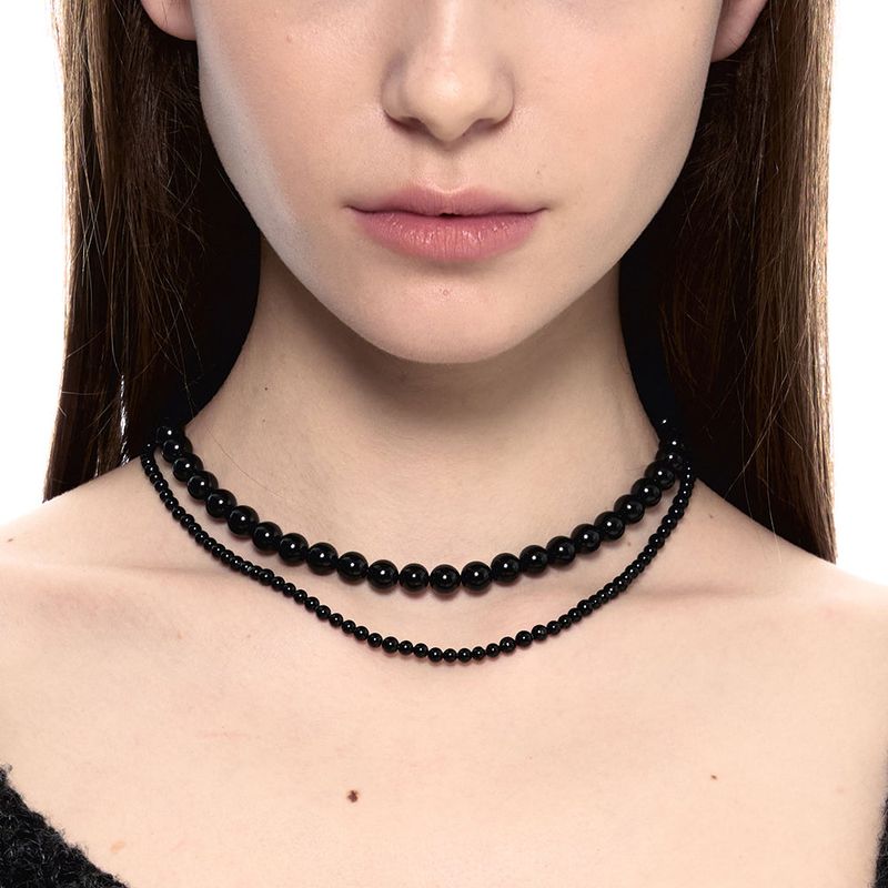 ESSENTIAL NO.4 BLACK PEARL NECKLACE 925 SILVER