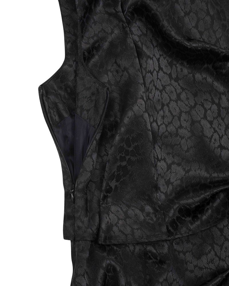 DOZI - Satin Leopard Dress _ BLACK