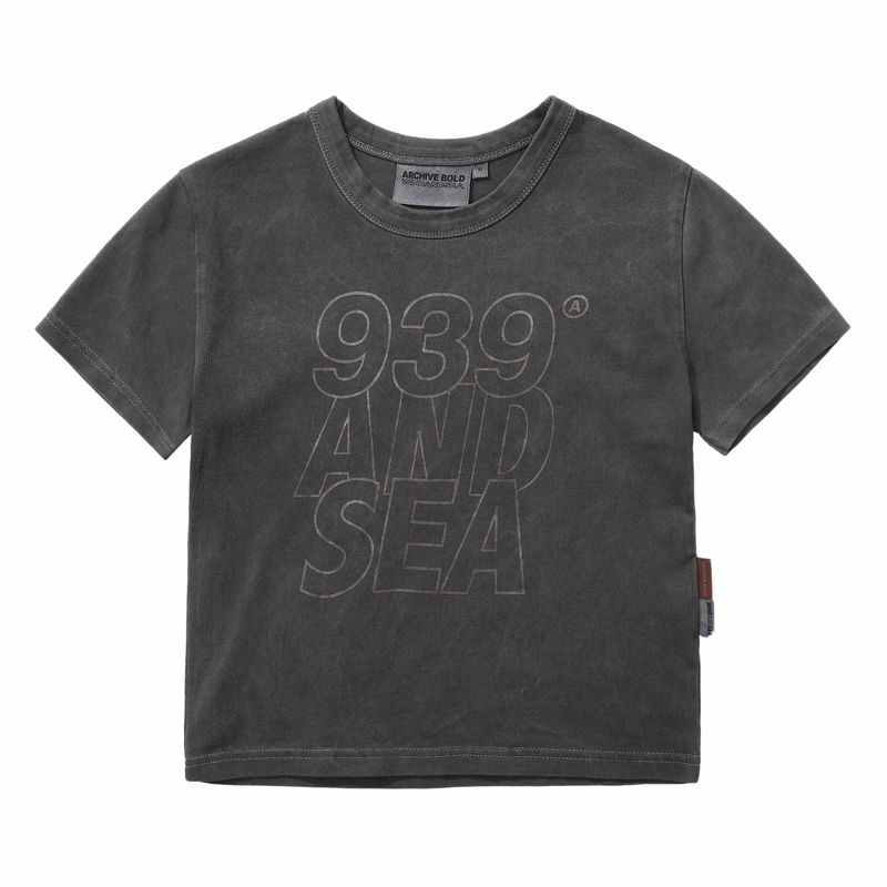 ARCHIVE BOLD（アーカイブボールド）の「AB X WIND AND SEA CROP T-SHIRTS (CHARCOAL)（Tops）」