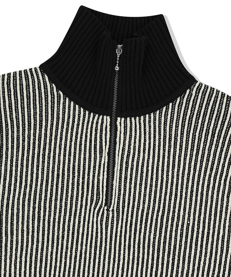 CUTTING CONTRAST HALF ZIP-UP KNIT
