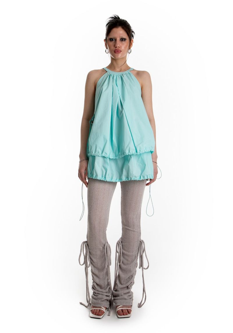POCKET BALLOON MINI DRESS (AQUA)