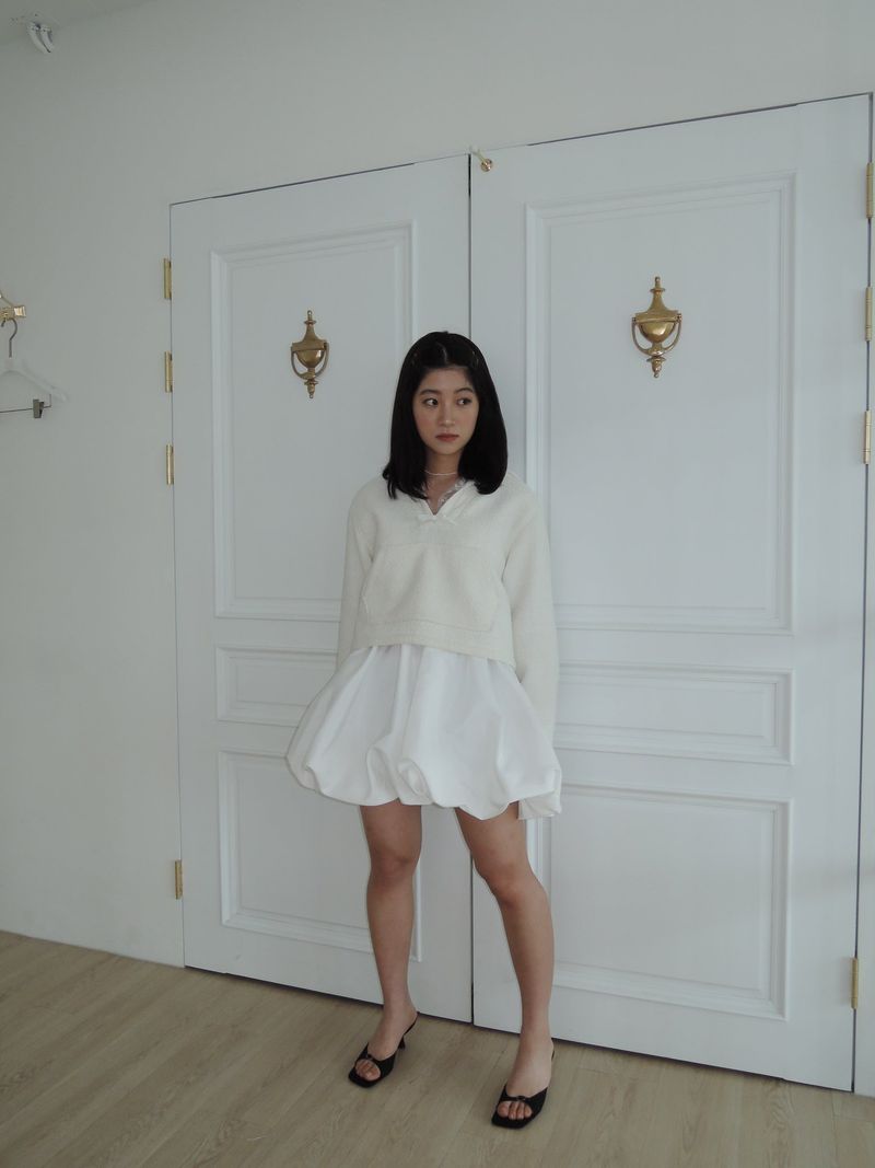 TISHA SAILOR TWEED BLOUSE _WHITE
