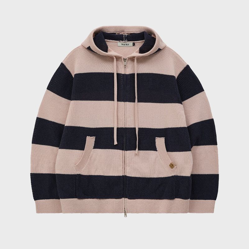 Stripe Skashi Hood Knit Zip-up