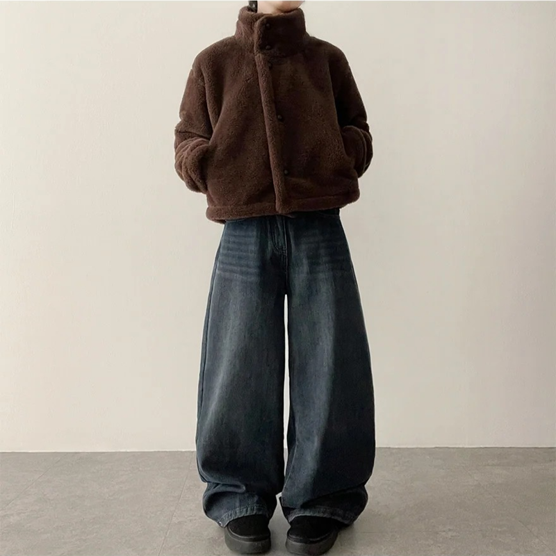 Falling High Neck Fleece Short Coat