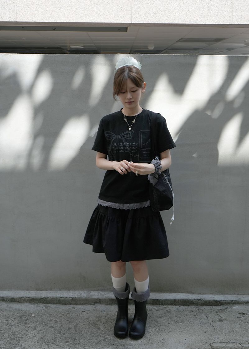 Bow Tiered Skirt (black)