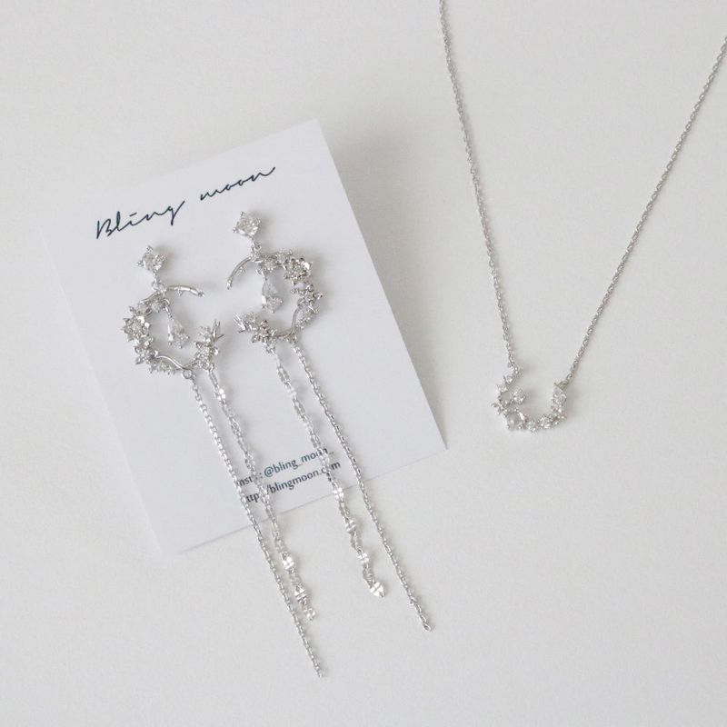 Cree Moonlight Earrings / Necklace Set / 2 color