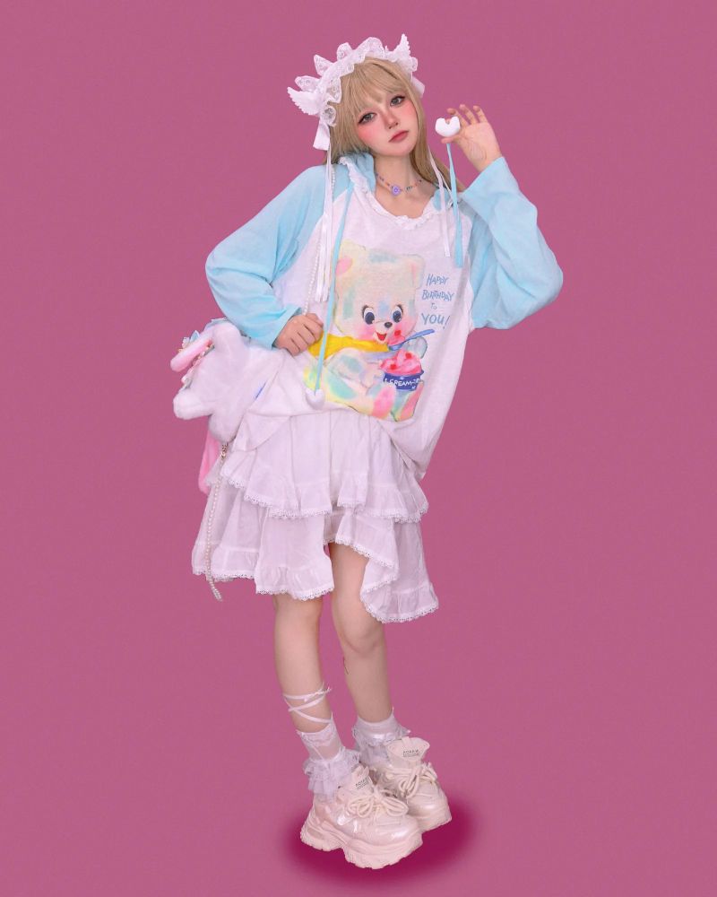 heart pang-♡ bear lace hood