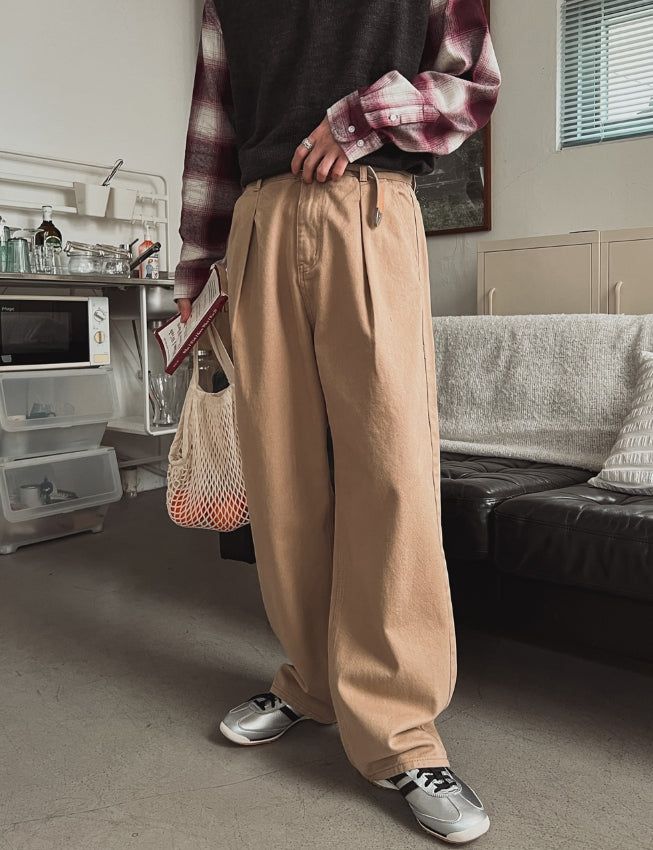 Cent Reverse Pintuck Cotton Pants