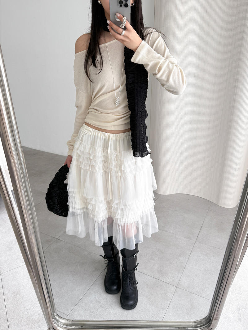 crinkled veil scarf (2color)