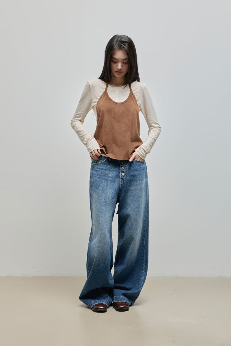 Halter-Tie Suede Apron_Brown