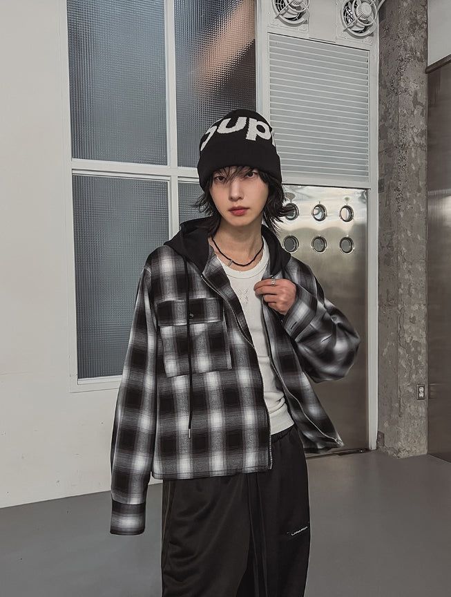 Philly loose fit checked hoodie jacket