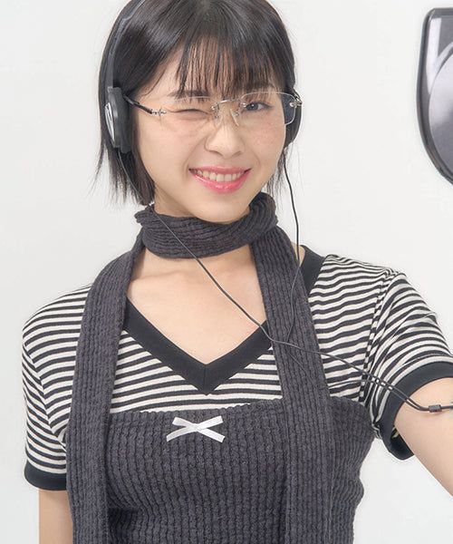RIBBON KNIT TUBE TOP (CHARCOAL)