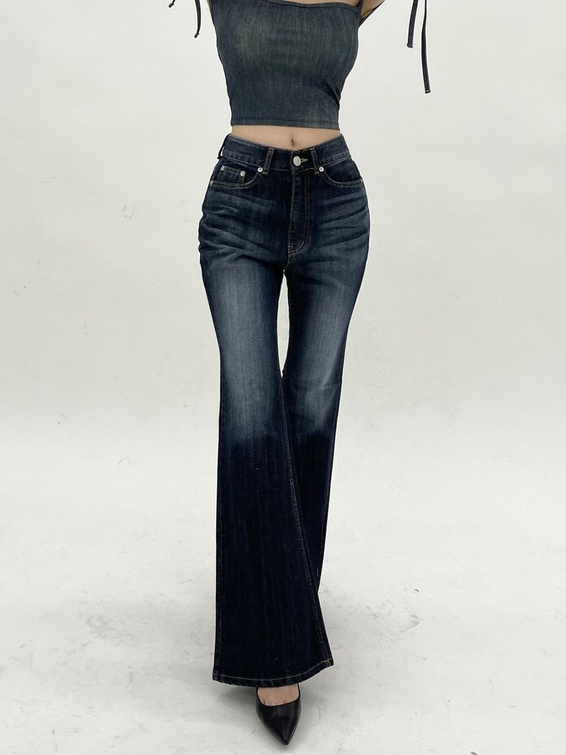 800. Highlight washing denim boots cut pt