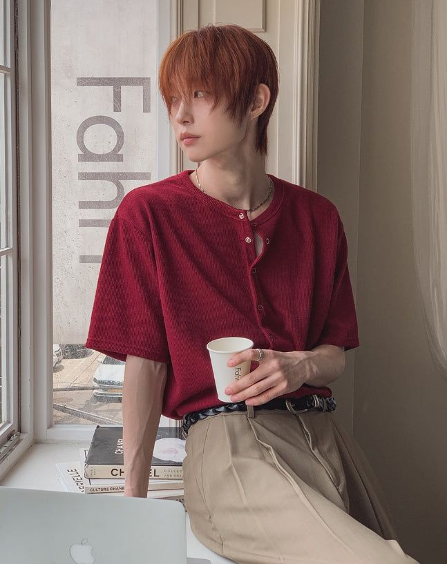 [1+1] Snapd Round Short Sleeve Cardigan