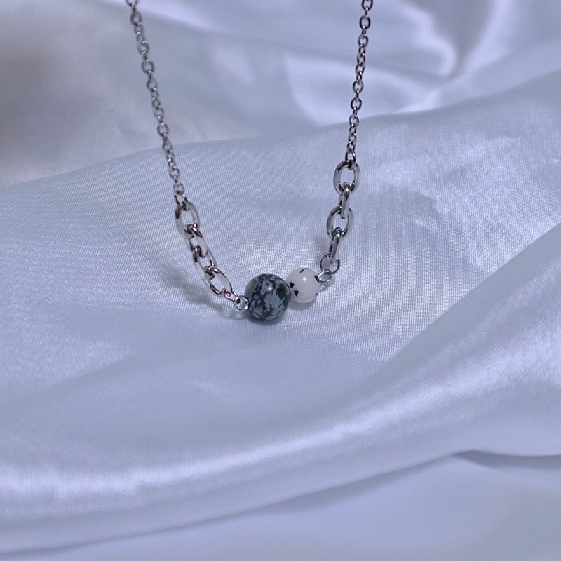 Black printed marble necklace