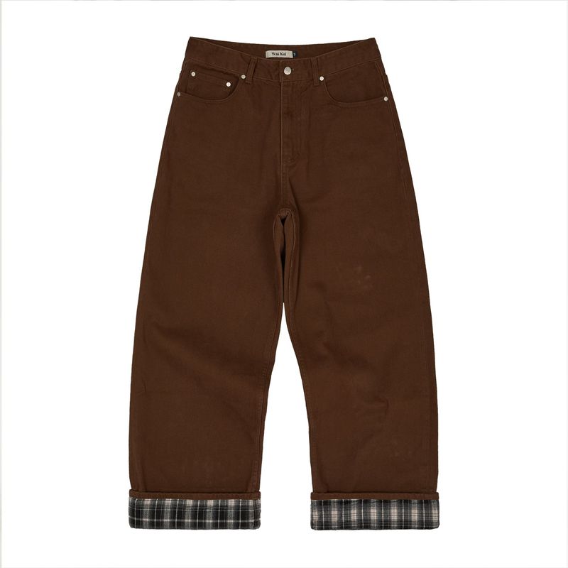 Check Applique Roll Up Pants