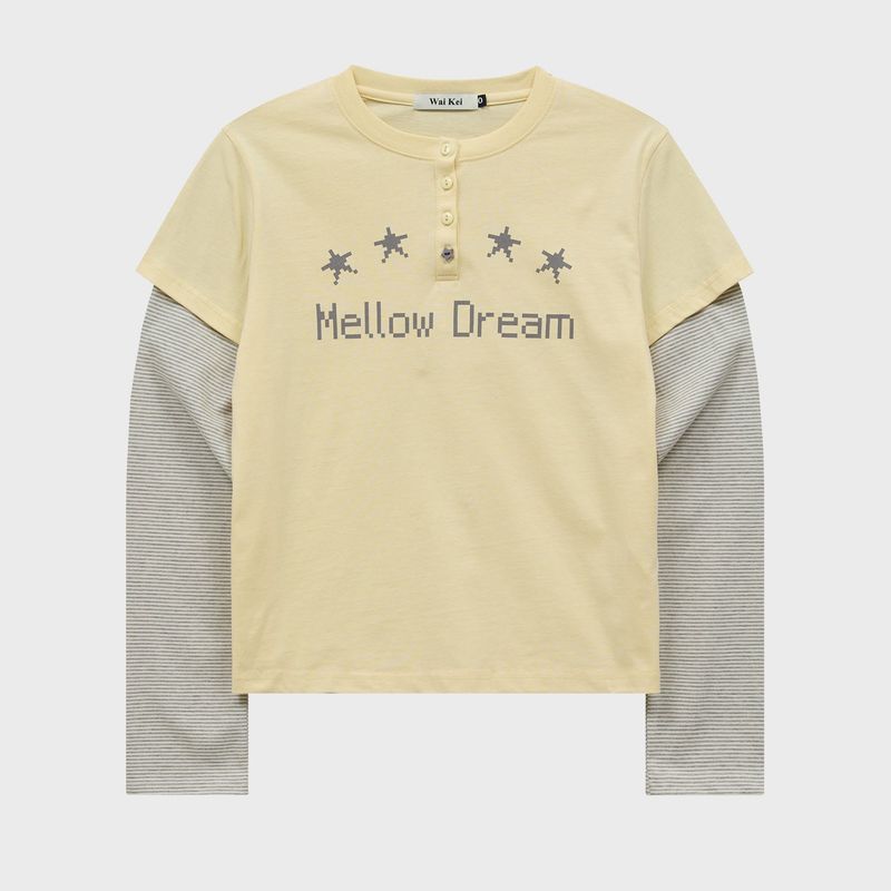 MELLOW DREAM Stripe Layerd T-shirt