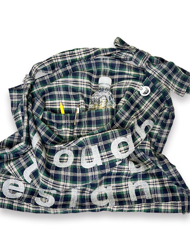 000 Design Check Tie Bag / Navy