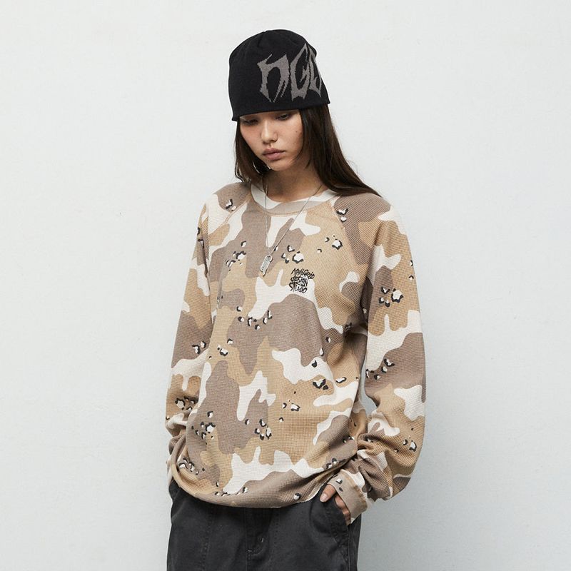 mahagrid（マハグリッド）の「SLASH LOGO WAFFLE LONG SLEEVE_CAMO（Tops）」