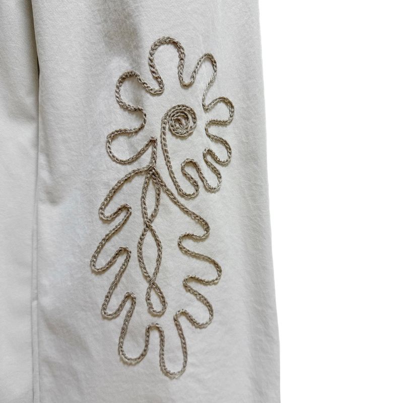 (2color) Cord Flower Embroidery Pants
