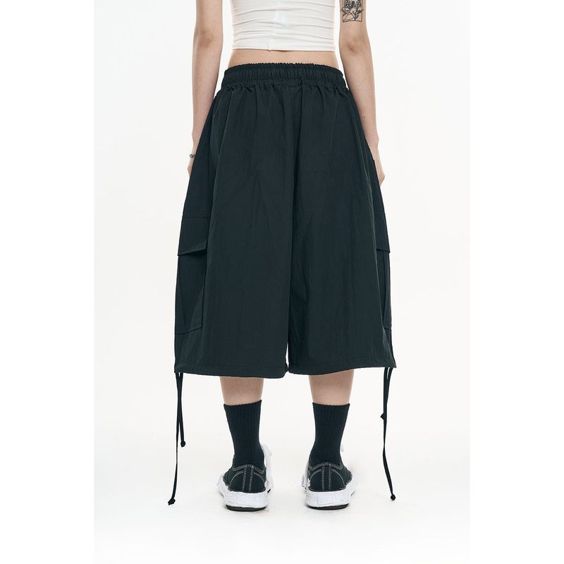 Balloon Bermuda Nylon Pants - Black