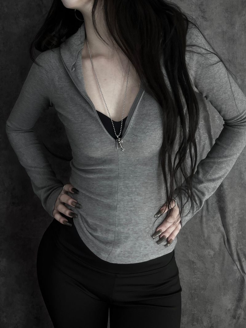 slim half-zip high-neck top (2color)