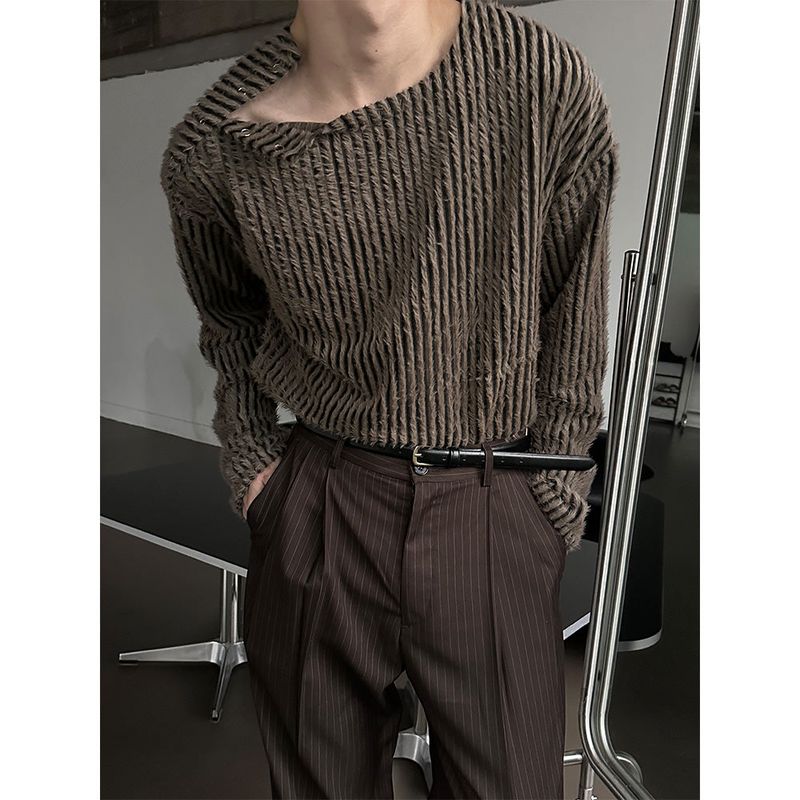 [S/S] Stripe snap henry neck sleeves(2color)