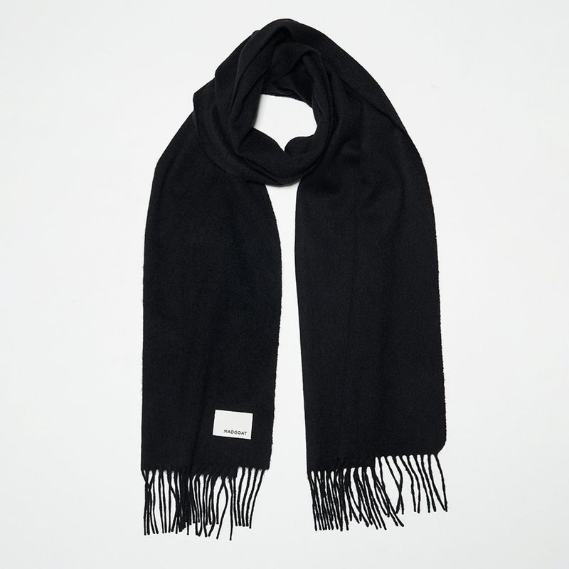 Wool Woven Scarf Solid_Black