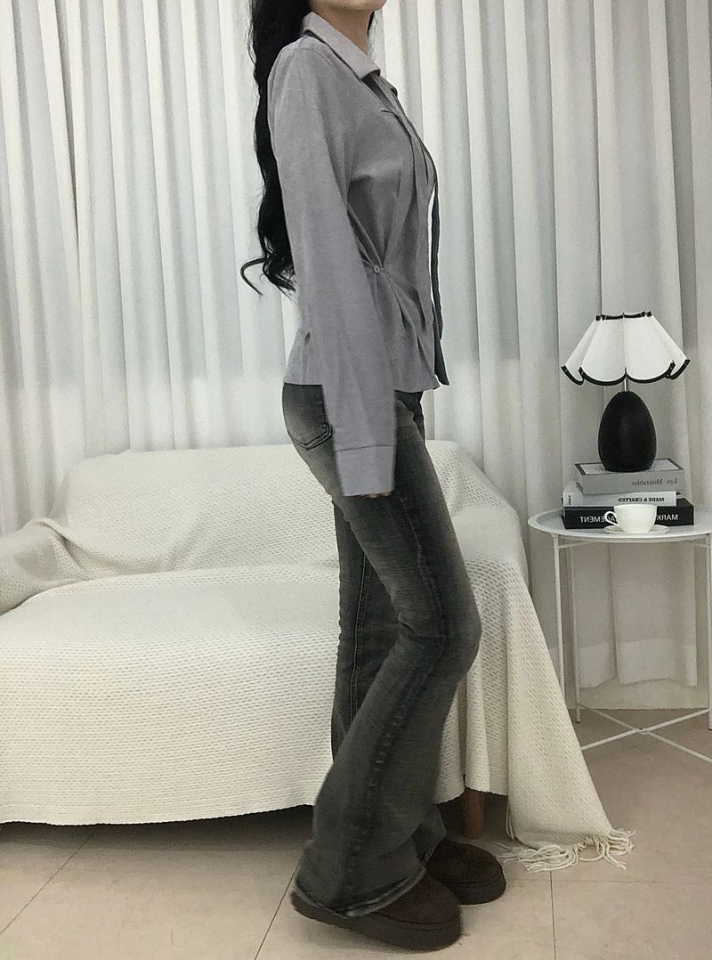 Dual Tie Pintuck Line Shirt